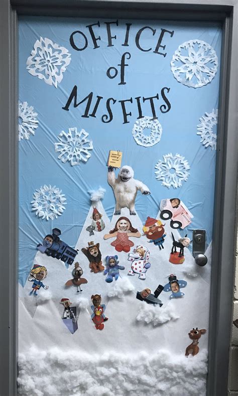 Office Door Decorated for Christmas