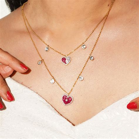 Sweetheart Polki Necklace – 14kt Gold, Pink Heart Pendant & Elegant ...