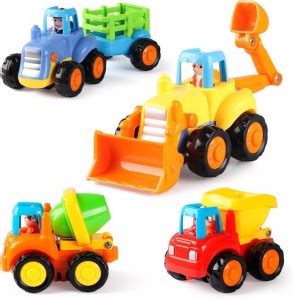 broccolin 4 Pack Friction Powered Cars Construction Vehicles Toy Set ...