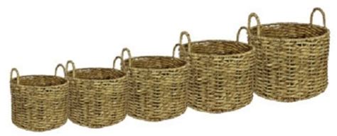 Signature Home Round Water Hyacinth Storage Baskets, Set of 5 : Amazon ...