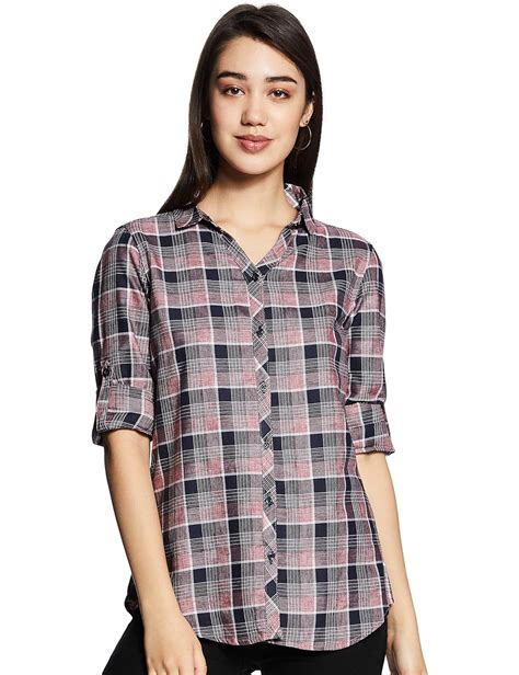 Buy Campus Sutra Women's Multi-Coloured Checkered Button Up Shirt ...