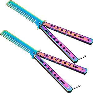 Buy 2 Pieces Butterfly Combs Stainless Steel Folding Training Practice ...