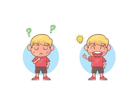 Cute boy thinking | Premium Vector