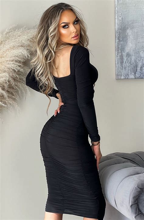 Ruched Bodycon Midi Dress - Etsy