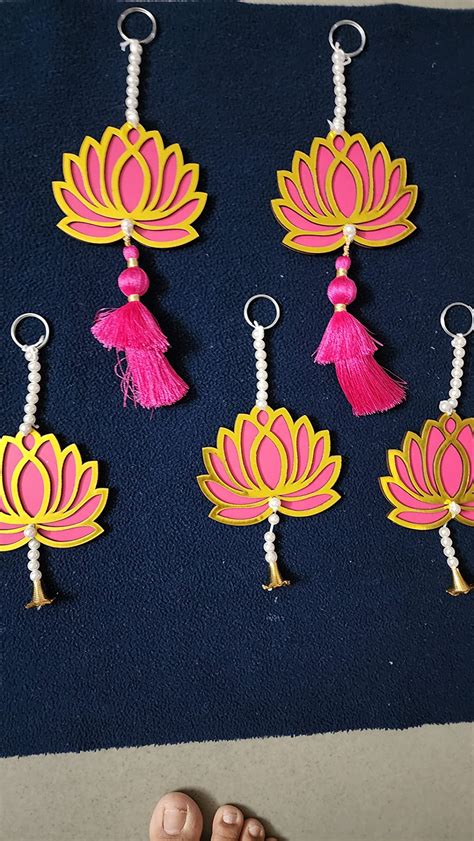 Buy Gift Jaipur Pink & White Golden Lotus 4 Inch Set of 24 Wooden ...