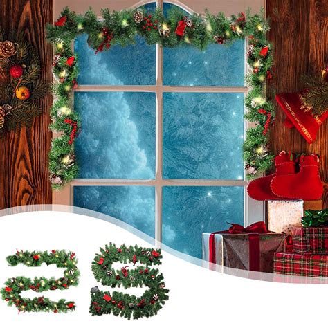 PPgejGEK Artificial Christmas Vines Garland 270cm/106.29inch PVC Leaf ...