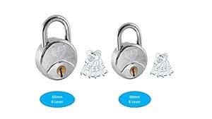 Harrison HLC-116 Steel Semi Cylindrical Round Padlock (Silver, 2-Pieces ...