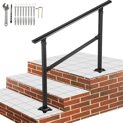 VEVOR Outdoor Stair Railing, Fits for 1-4 Steps Transitional Wrought ...