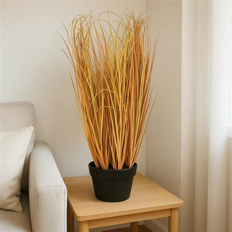 HOME DECOR Tall Artificial Dried Grass Plant in Black Pot – Decorative