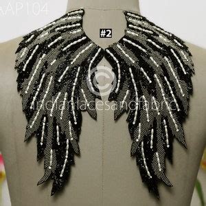 Buy 1 Pair Beaded Angle Wings Patches Sew on Denim Jackets Online in ...