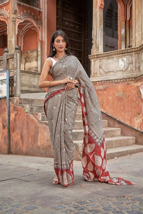 Mulmul Cotton Saree | Thar Treasure | Indian Blocks Print