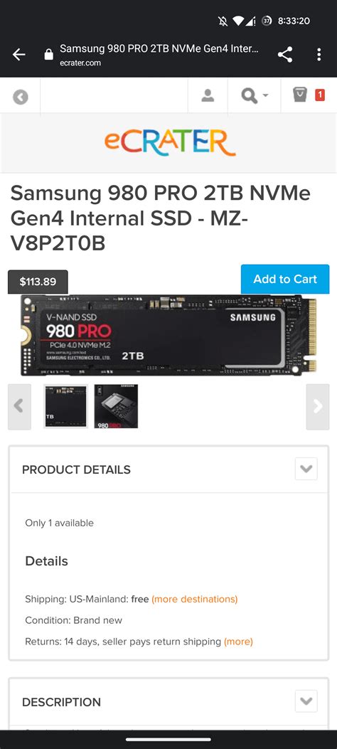 I can accross this website, 980 pro 2tb for 113.89, is this legit? Any ...