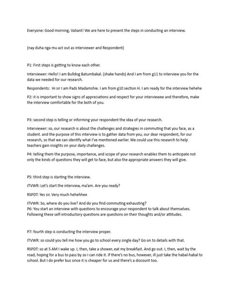 Steps in Conducting An Interview | PDF | Interview | Human Communication