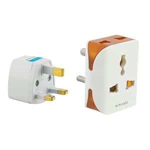 Hi-Plasst UK to India Plug Adapter & 3pin Multiplug Combo, 1 pc Each ...