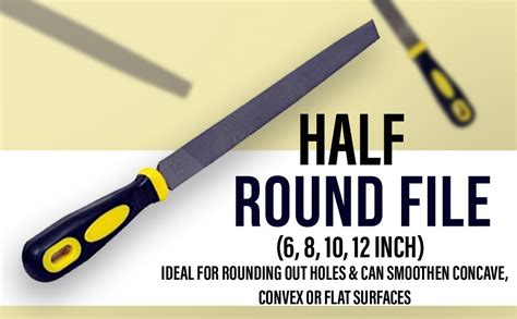 Jon Bhandari Tools 12 inch Half Round File with PVC Handle | Coarse Cut ...