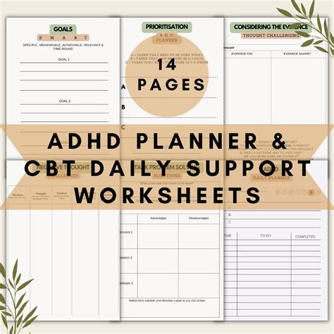Buy ADHD Printable Planner, Adhd Worksheets, CBT Worksheets, Therapy ...