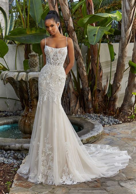 Modern lace sparkle fit and flare wedding dress | Wedding dress styles ...