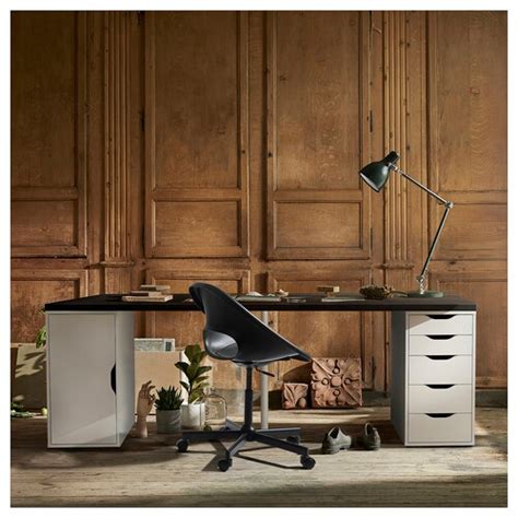 LAGKAPTEN / ALEX desk, black-brown/white, 200x60 cm (783/4x235/8") - IKEA