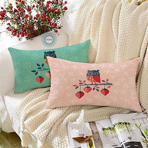 Buy STITCHNEST Ethnic Owl Printed Poly Cotton Rectangular Cushion ...
