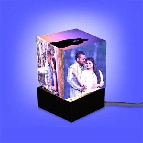 REE GIFTS Photo LED Table Lamps with 5 Photo Frames Rotating Cube for ...