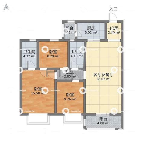 福建省三明市梅列区 碧桂园3室2厅2卫 119m²-v2户型图 - 小区户型图 -躺平设计家