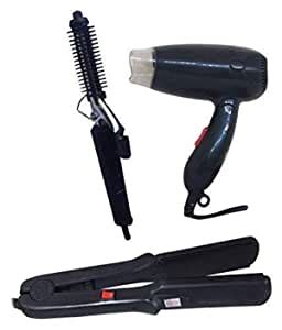 SAAGY CREATION Nvnov4 Curler Combo Hair Dryer Straightener (Black ...