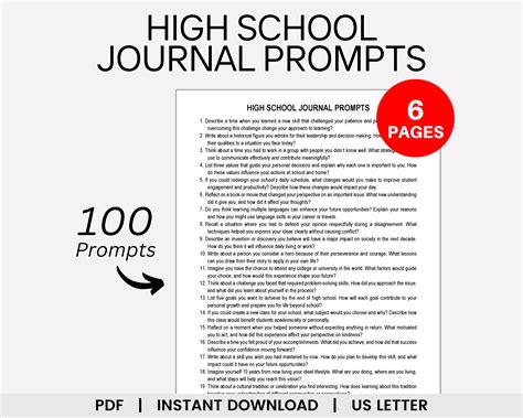 High School Journal Prompts, Student Journal, Teen Journal, Mindfulness ...