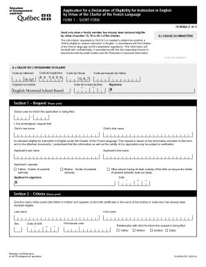 Fillable Online FORM 1SHORT FORM - Application for a Declaration of ...
