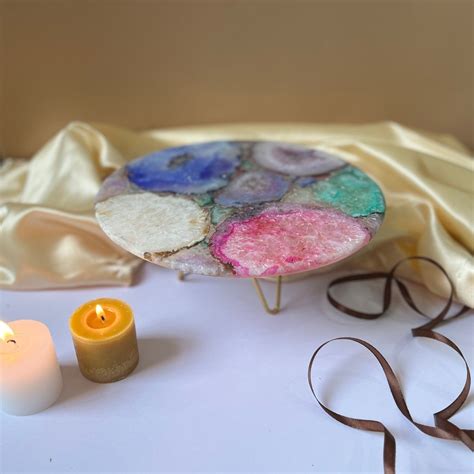 Multicolor Agate Cake Stand with Metal Base - 10 Inches – HOMEARTE INDIA