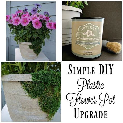 Upgrade Plastic Flower Pot with Fine Stone by Artisan Enhancements