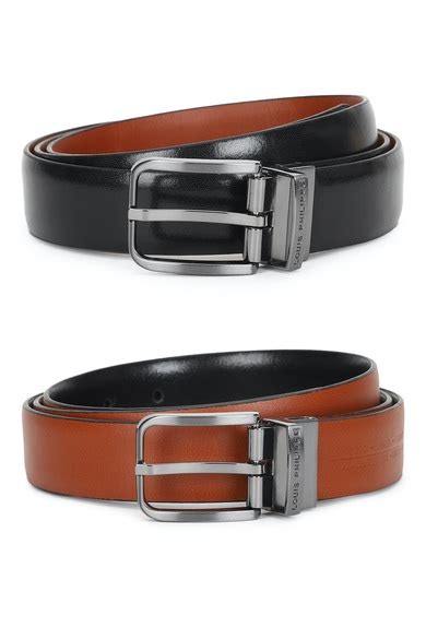Buy Men Black Solid Leather Formal Belt Online - 585727 | Louis Philippe