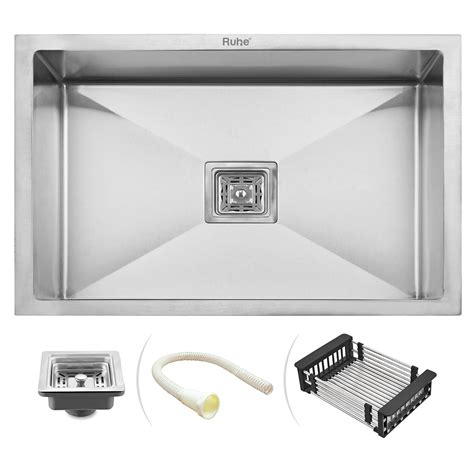 Ruhe® Handmade Single Bowl 32x18x10 Kitchen Sink | 304-Grade Stainless ...