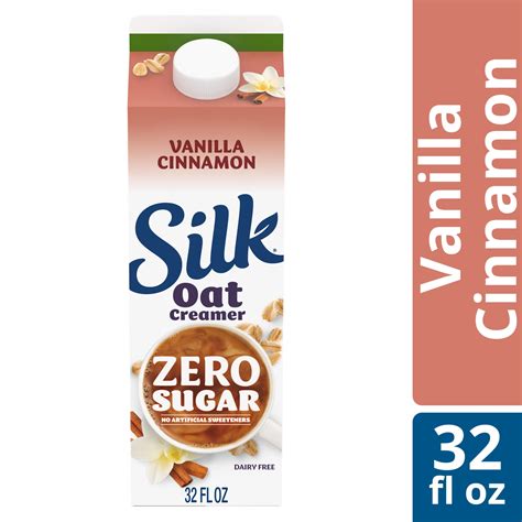 Silk Zero Sugar Oat Creamer, Vanilla Cinnamon, Dairy Free, Gluten Free ...
