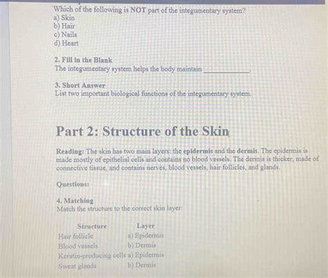Solved: Which of the following is NOT part of the integumentary system ...