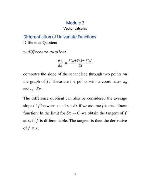 Module 2 - Its a lecture note on Differentiation - Module 2 Vector ...