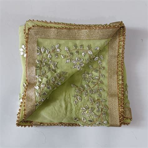Green Punch Floral Embroidered Chiffon Dupatta – anokherang