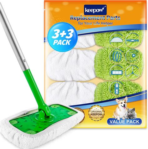 3 Pack 100% Cotton Reusable Mop Pad Swiffer Sweeper Mop, Upgraded Wet ...