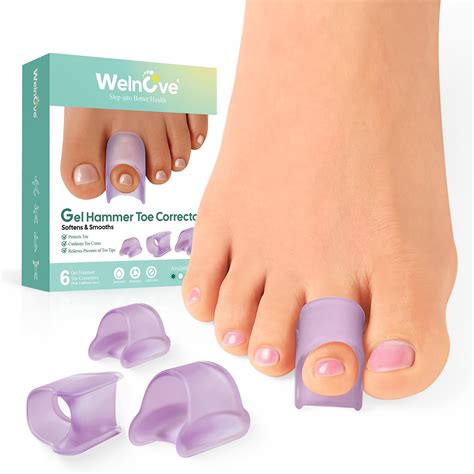 Amazon.com: Welnove Hammertoe Corrector - 6 Pack Toe Splints - Soft Gel Toe Straighteners ...