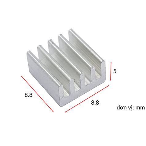 Nhôm tản nhiệt mini 8.8 x 8.8 x 5mm màu bạc - Nshop