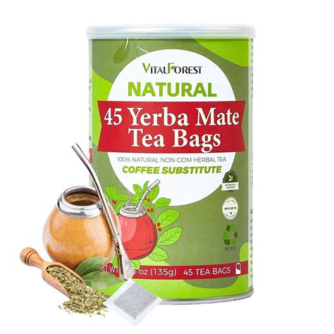 Amazon.com : 45 Yerba Mate Tea Bags, VitalForest Unsmoked Yerba Mate ...