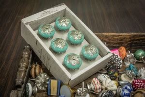 CASA DECOR Set of 6 Cyan Round Filigeree Design Handmade Drawer Pull ...