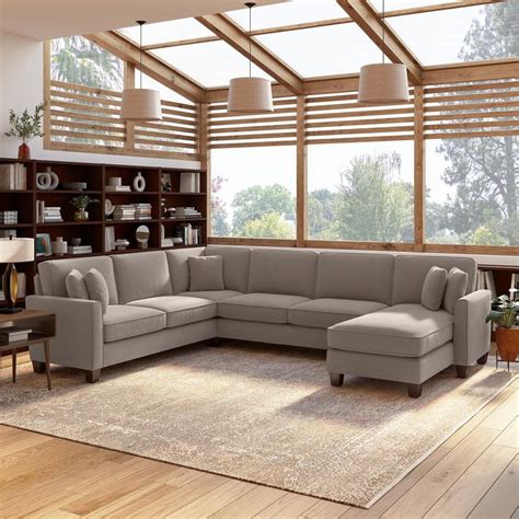 Torque - Moscow 7 Seater U Shape Fabric Sofa (Right Side, Light Brown ...