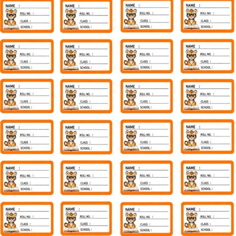 Cartoon Tiger Themed School Name Labels – Pack of 24 Personalized Stic ...