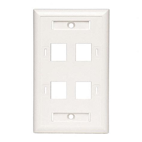 TRIPP LITE, N042-001-04-WH, Keystone Face Plate, 4-Port Quad Outlet ...