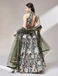 Olive Net Sequinse Work Semi-Stitched Lehenga & Unstitch