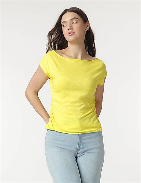 Buy Cotton Rich Cap Sleeves Top at Marks & Spencer
