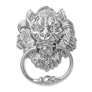 QWORK Large Lion Head Door Knocker Antique Silver Color Door Handle ...