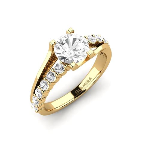 Order Engagement Ring Maryellen in Round cut 1 Carat 14ct Yellow Gold ...