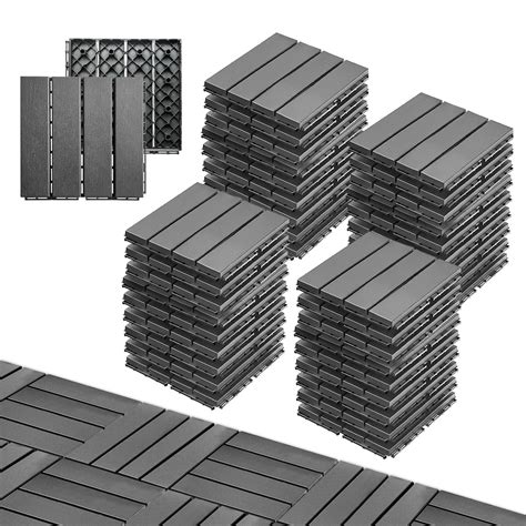 36 pcs 12"x12" Plastic Interlocking Deck Tiles Outdoor All Weather ...