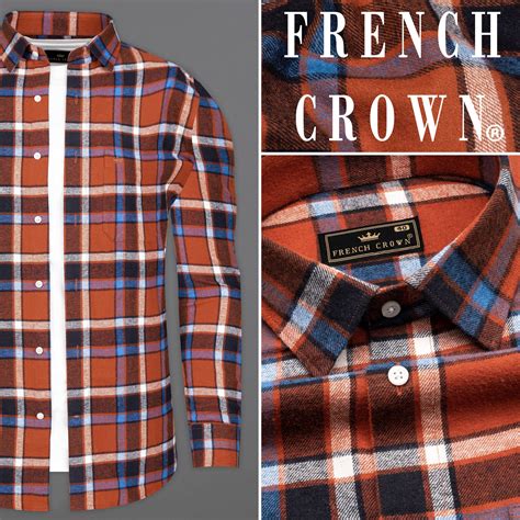 Sienna Brown with Black Casual Checks-Plaid Premium Cotton Shackets ...